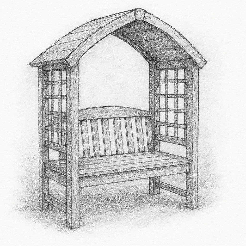 Wooden Garden Arbour Bench