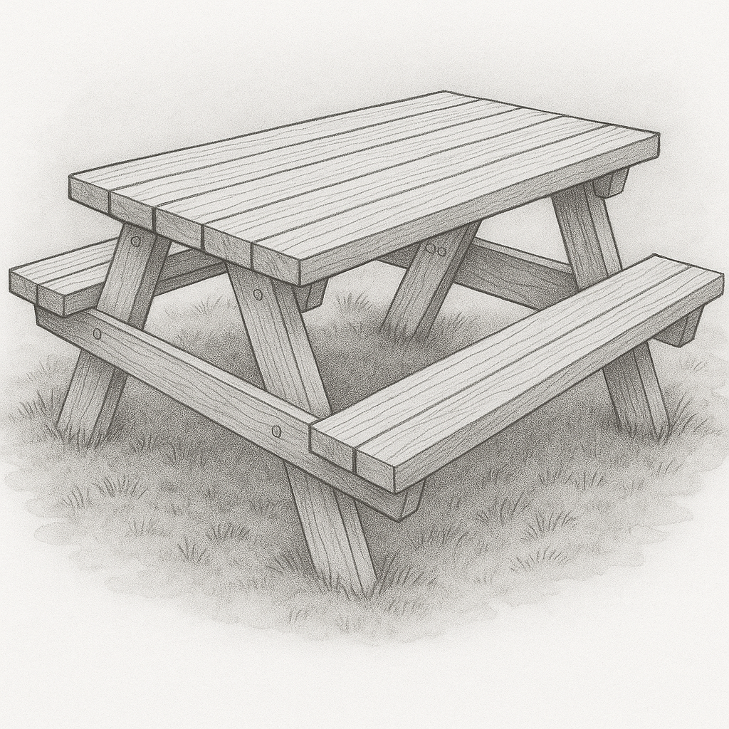 Heavy-Duty Wooden Picnic Table – 4 Seater